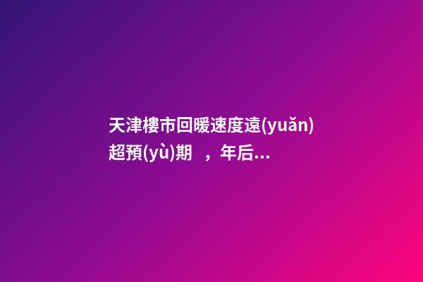 天津樓市回暖速度遠(yuǎn)超預(yù)期，年后買房比年前多花十幾萬！